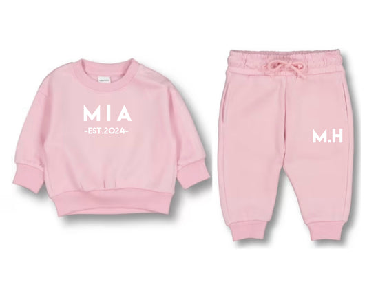 Personalised Baby Fleece Set Pink