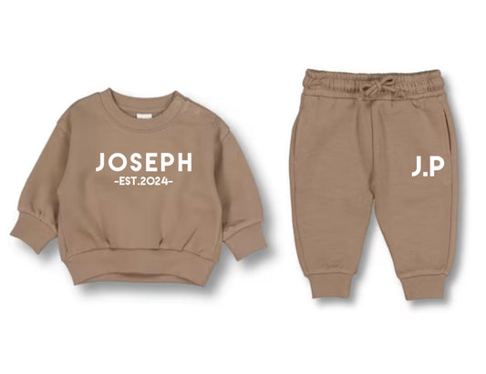 Personalised Baby Fleece Set Coffee