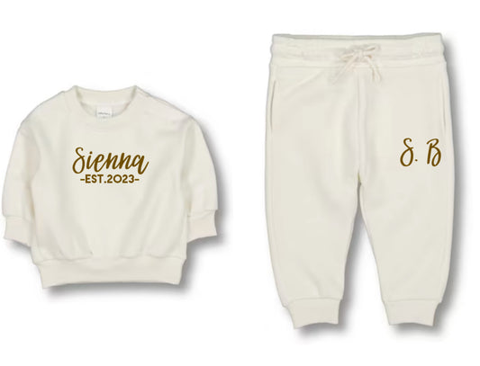 Personalised Baby Fleece Set Cream