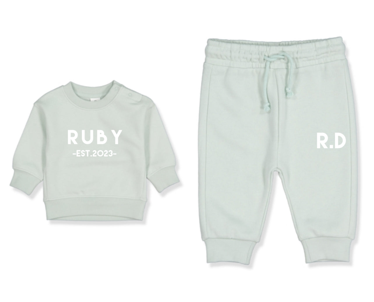 Personalised Baby Fleece Set Mint