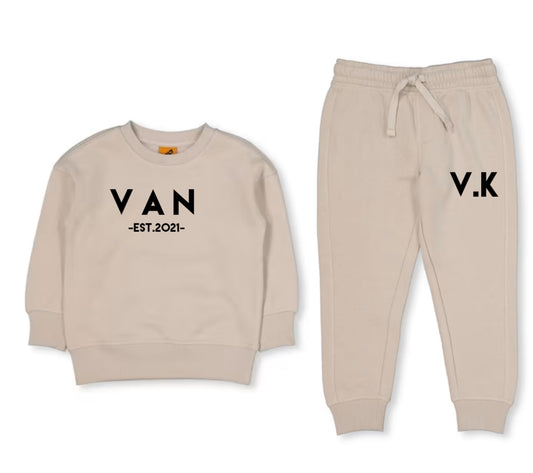 Personalised Boys Fleece Set Cream