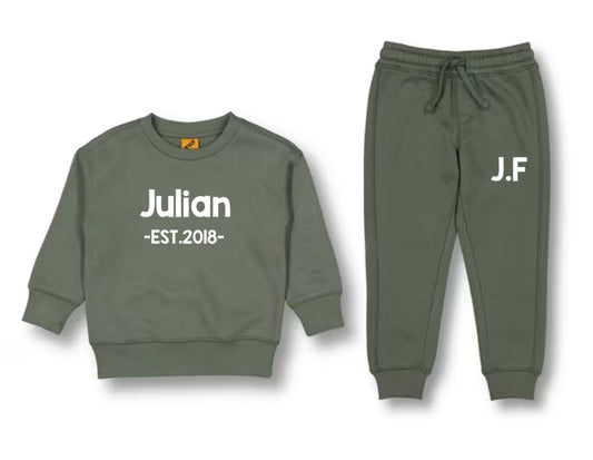 Personalised Boys Fleece Set Khaki