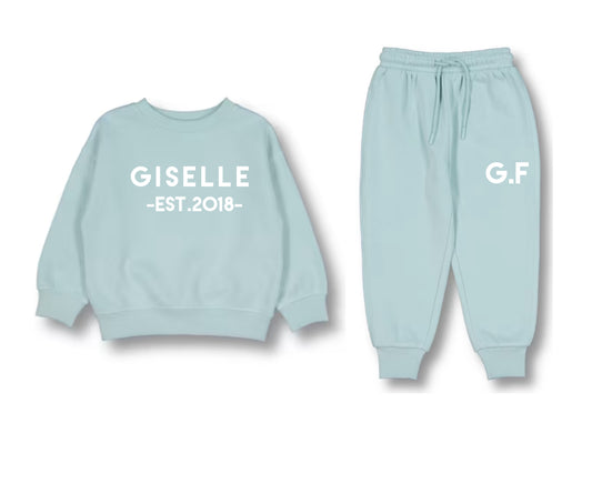 Personalised Girls Fleece Set Mint Blue