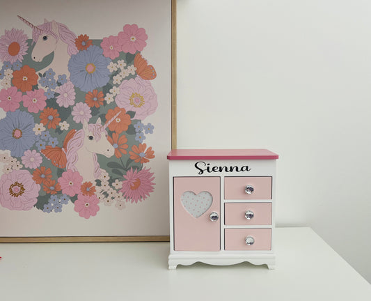 Pretty in Pink Wooden Jewellery Box