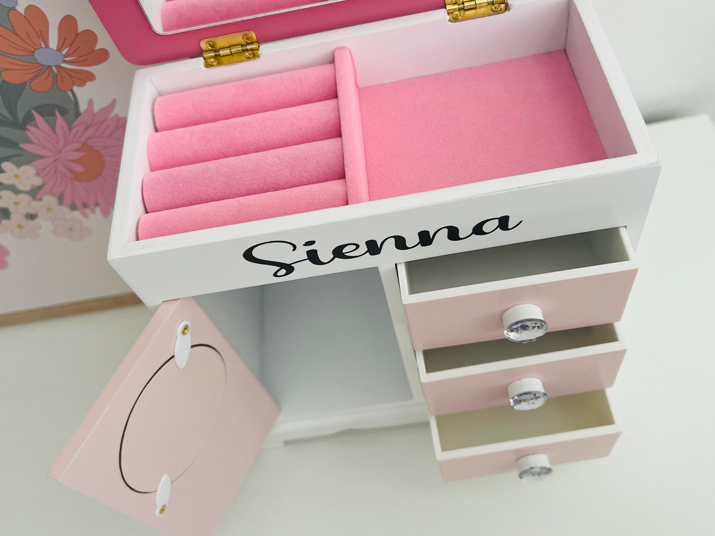 Pretty in Pink Wooden Jewellery Box