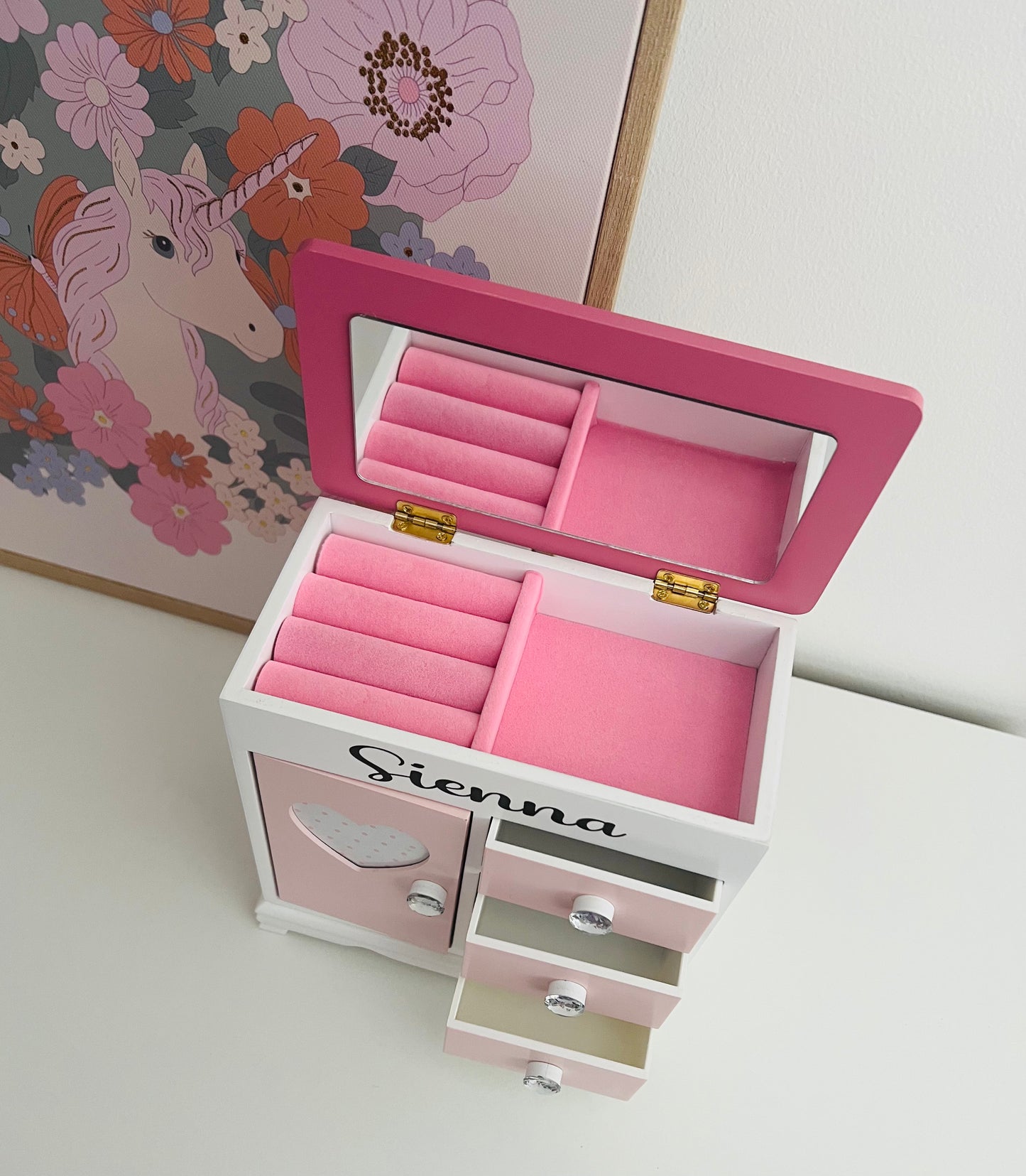 Pretty in Pink Wooden Jewellery Box