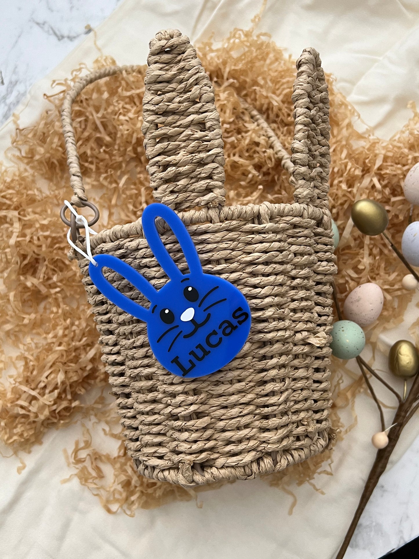 Wicker Basket with Bunny Tag