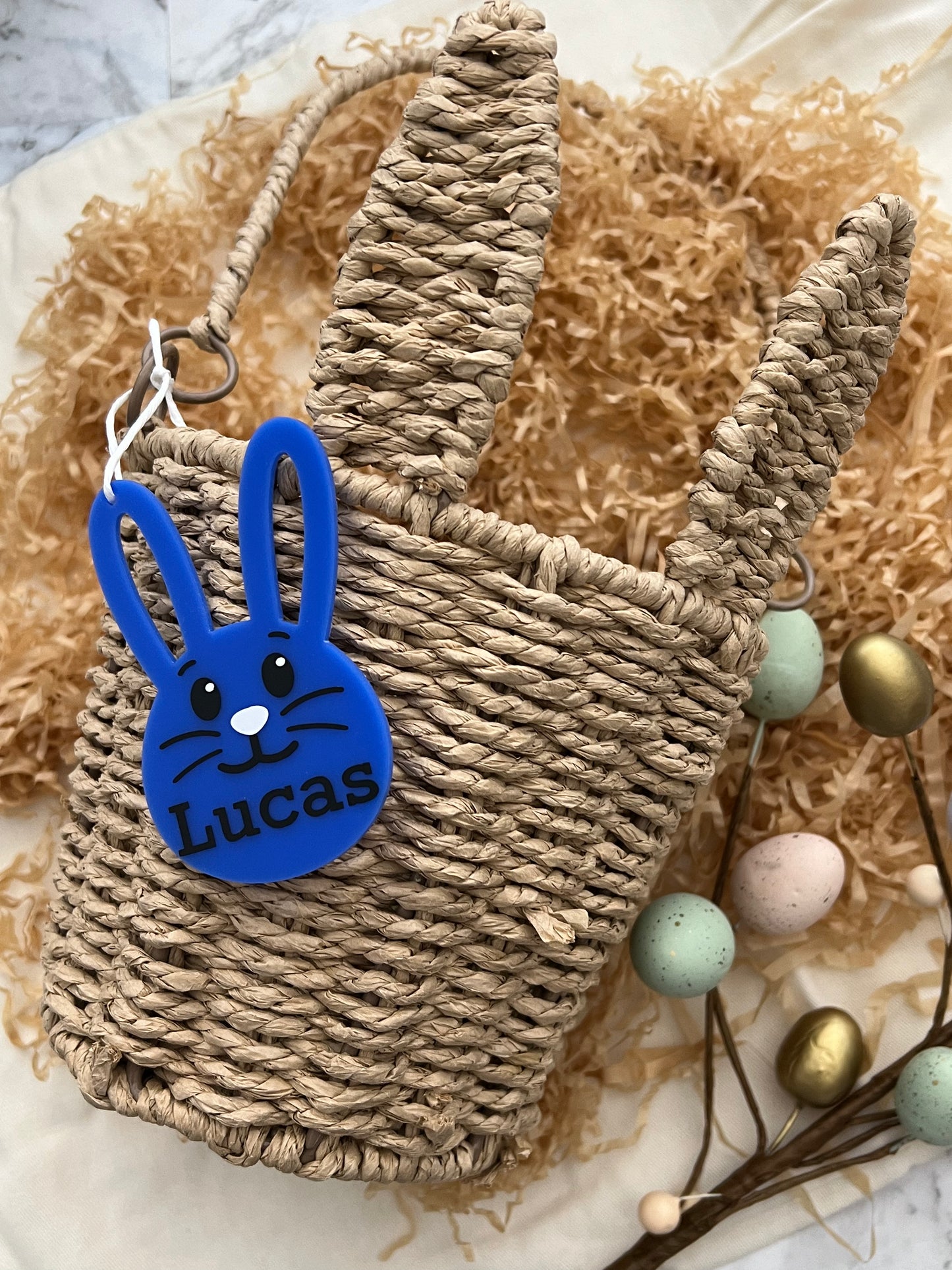 Wicker Basket with Bunny Tag